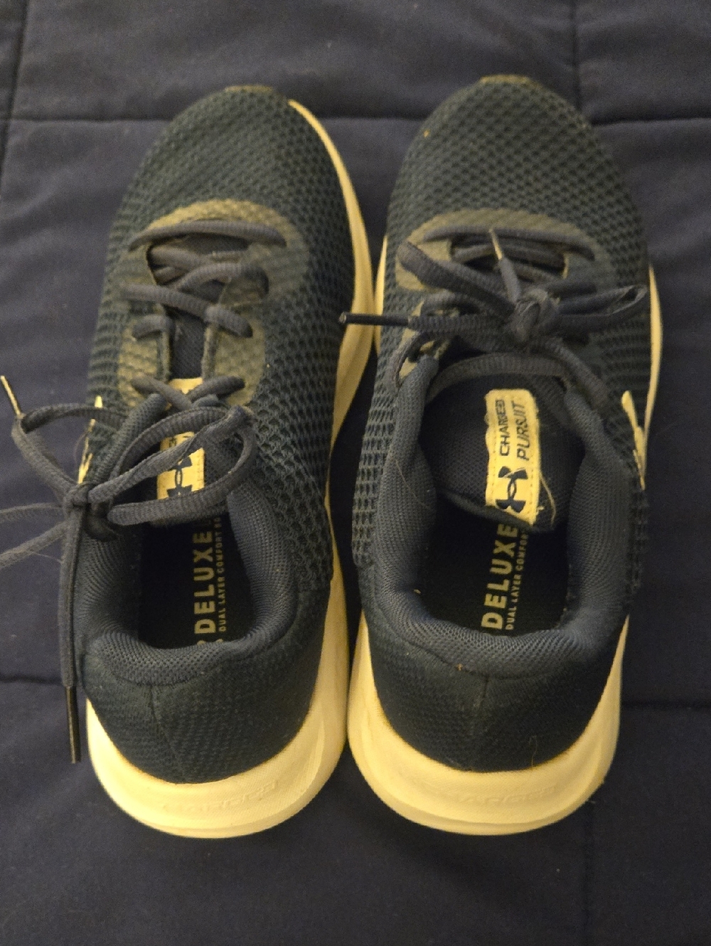 Under Armour Men's Navy Blue Knit Sneakers with White Soles